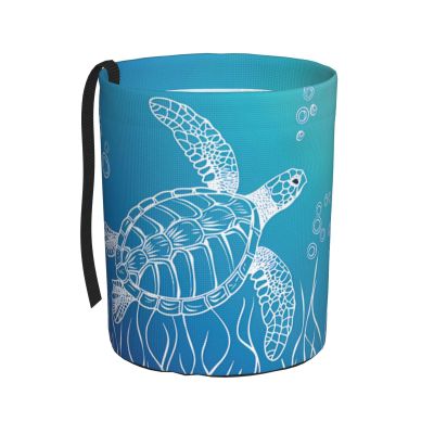 DXTKWL Car Trash Can Ocean Sea Animal Turtle Tortoise Waterproof Trash Bin Portable Collapsible Car Garbage Can Mini Vehicle Trash Can for Back Front Seat Cup Holder
