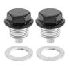 HOPESPANNER Universal Oil Drain Plug Anti Leakage Oil Pan Drain Bolt Screw Thread Repair Aluminum 2 Set with Gasket Black White Magnetic M16x1.5 view 1