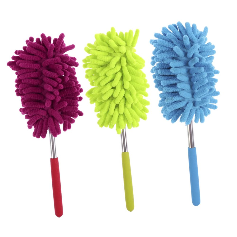HAPINARY 3pcs Telescopic Microfiber Dust Brush Car Cleaning Duster for Home Kitchen and Office Extendable Pole Scratch Static