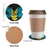 Rose Bahamas Flag Car Cup Holder Coasters,Fun Patriotic Cup Holders Cork Base Drink Coasters with Finger Notch for Women Men 2.6"(2 Pieces) 2PCS view 2