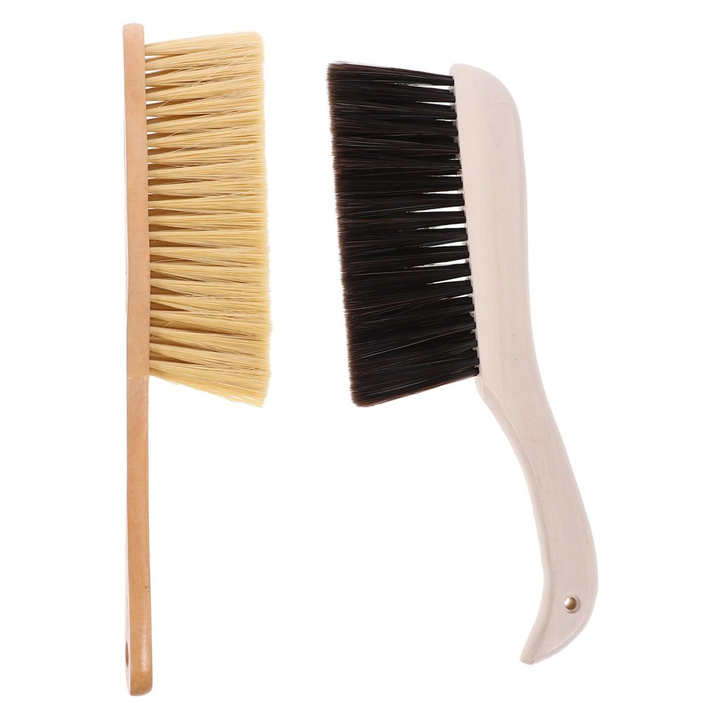 2pcs Soft Brush Hand Broom for Cat Hair Removal Detailing Brush Bed Home Car Detailing Wooden Handle Style