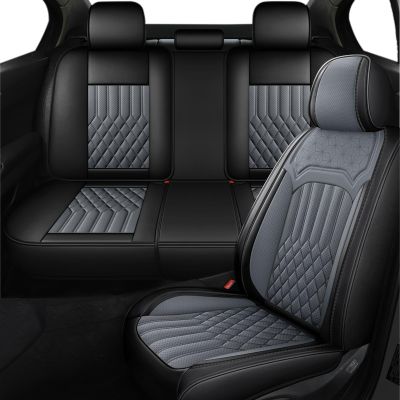 WeArkoTac Car Seat Covers for Kia Seltos 2024-2026, All Season Universal Leather Waterproof Breathable Seat Protectors Interior Accessories with Airbag(Black&Gray,5 Seats)