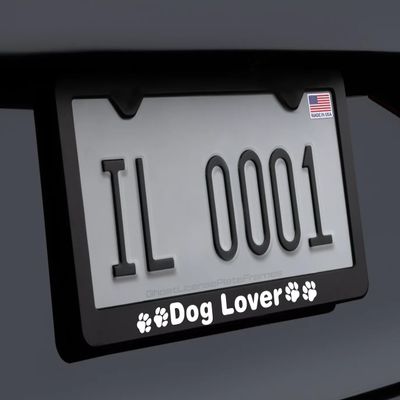 Dog Lover License Plate Frame Black Metal
