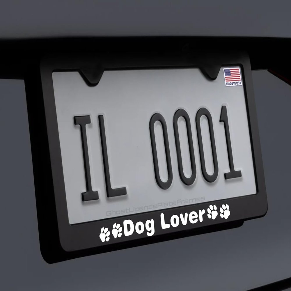 Dog Lover License Plate Frame Black Metal