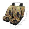Fipuivrn Cat Flower Print Car Interior Accessories Pack of 13, Car Seat Covers Full Set with Anti Slip Backing + Steering Wheel Cover + Seat Belt Pads + Coasters Interior Covers for SUV Truck Van view 3
