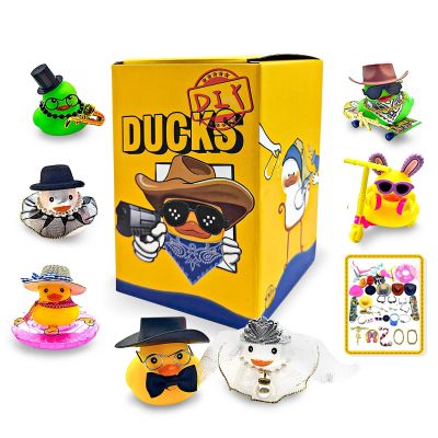 TAZOO Jeep Ducks, DIY Kit Rubber Duck for Jeeps Ducking, 7 Rubber Duckies and 40 Random Assorted Accessories Set, Jeep Ducks for Ducking Car Dashboard Decor