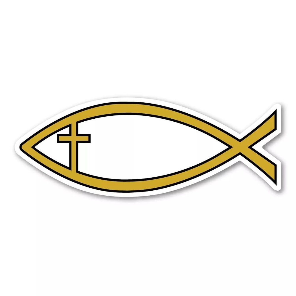Bumper Magnet Gold Cross Fish Mini 3.67"- High-Resolution UV-Resistant Decal Durable Magnetic Auto Stickers for Cars, Perfect for Drivers and Road Trip Lovers