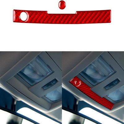 Real Quality Soft Carbon Fiber Front Row Reading Light Trim Decal 2pcs Premium Sticker Cover Interior Trim Decal Compatible with Dodge Charger 2008 2009 2010 Accessories Red