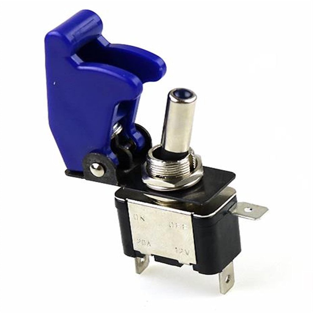 Clouism Car Boat Truck Illuminated Led Toggle Switch with Safety Aircraft Flip Up Cover Guard Blue 12V20A