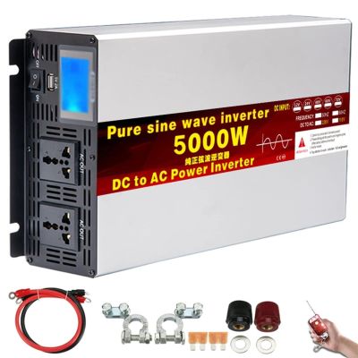 4000W/5000W/6000W/8000W High Pure Sine Wave Power Inverter 12V 24V 48V 60V 72V DC to 110V 220V 230V AC Car Inverter Home Transformer Voltage Converter with LCD Display for RV/Truck/Camping/Solar(5000W