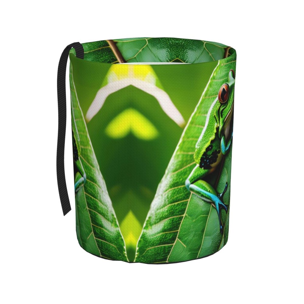 NOUZU Frog Leaves Print Car Trash Can, Portable Garbage Bin,Trashcan Car, Leakproof Car Can,for Car Office Home