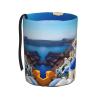 NOUZU Santorini Greek Island Sea View Print Car Trash Can, Portable Garbage Bin,Trashcan Car, Leakproof Car Can,for Car Office Home view 1