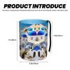 NOUZU Santorini Greek Island Sea View Print Car Trash Can, Portable Garbage Bin,Trashcan Car, Leakproof Car Can,for Car Office Home view 3