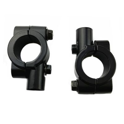 FELTECHELECTR 2pcs Motorcycle Rear View Mirror Adaptor Clamp Thread Handlebar Support for Bars Durable Black Bracket for Easy Installation and Replacement