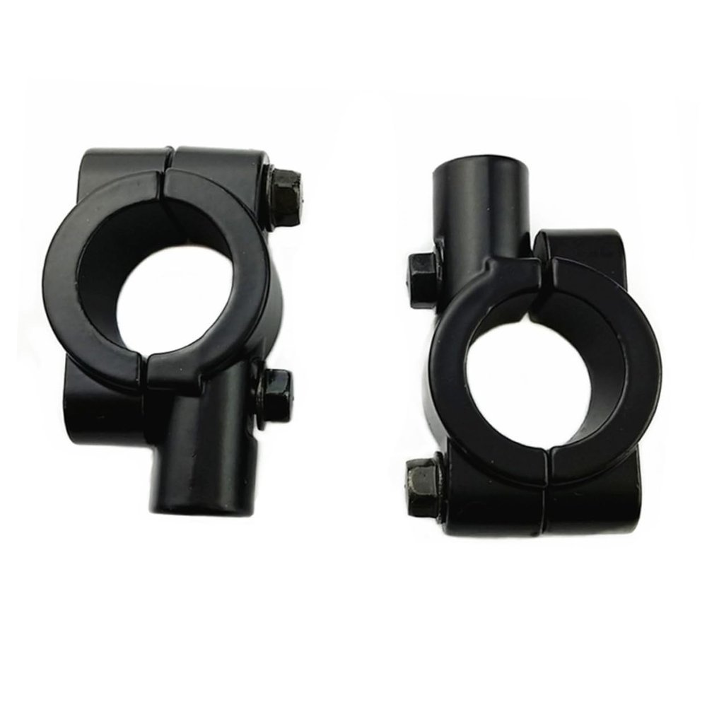 FELTECHELECTR 2pcs Motorcycle Rear View Mirror Adaptor Clamp Thread Handlebar Support for Bars Durable Black Bracket for Easy Installation and Replacement