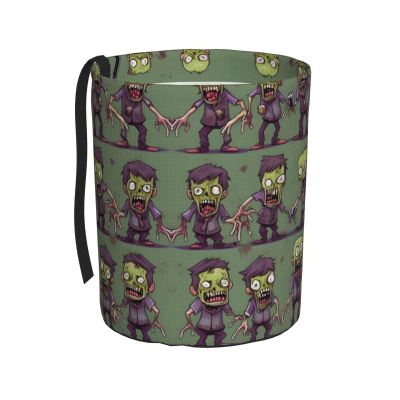 NOUZU Many Zombie Print Car Trash Can, Portable Garbage Bin,Trashcan Car, Leakproof Car Can,for Car Office Home