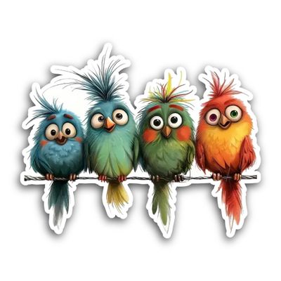 2 (Pieces) 3" and 5" Four Birds Sticker, Waterproof Vinyl Decals for Many Purpose Like Cars, Trucks, Laptops, Phones, Windows and More
