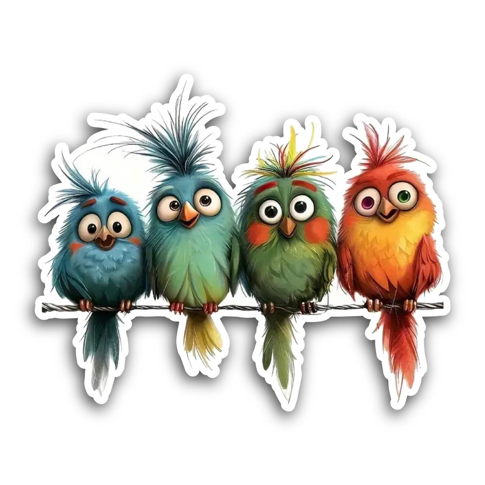 2 (Pieces) 3" and 5" Four Birds Sticker, Waterproof Vinyl Decals for Many Purpose Like Cars, Trucks, Laptops, Phones, Windows and More