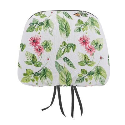 Car Headrest Cover 2 Pcs Car Seat Headrest Covers Green Leafy Plants Headrest Covers for Car Fabric Head Rest Coverings Car Head Rest Cover Head Rest Covers for Most Cars