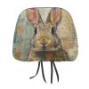 DuduYH Collage Rabbit Printed Car Headrest Cover,2 Pieces, Newspaper Easter Bunny Elastic Comfort Head Rest Cover for Women Men, Universal Fits Most Cars Van SUV Truck, Car Interior Decor Accessories view 1