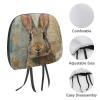 DuduYH Collage Rabbit Printed Car Headrest Cover,2 Pieces, Newspaper Easter Bunny Elastic Comfort Head Rest Cover for Women Men, Universal Fits Most Cars Van SUV Truck, Car Interior Decor Accessories view 3