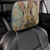 DuduYH Collage Rabbit Printed Car Headrest Cover,2 Pieces, Newspaper Easter Bunny Elastic Comfort Head Rest Cover for Women Men, Universal Fits Most Cars Van SUV Truck, Car Interior Decor Accessories view 4