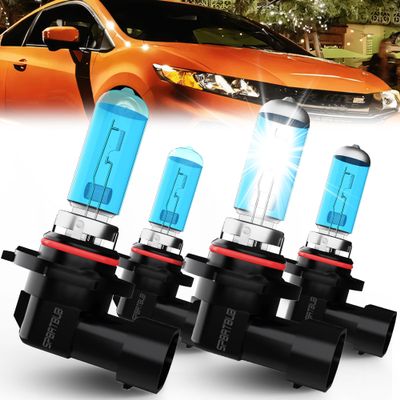 SPBRTBUB Headlight Bulbs Compatible with civic 2004-2013 Light Bulb Halogen, 9005/HB3/H10 high beam + 9006/HB4 low beams,car light bulb4 pack