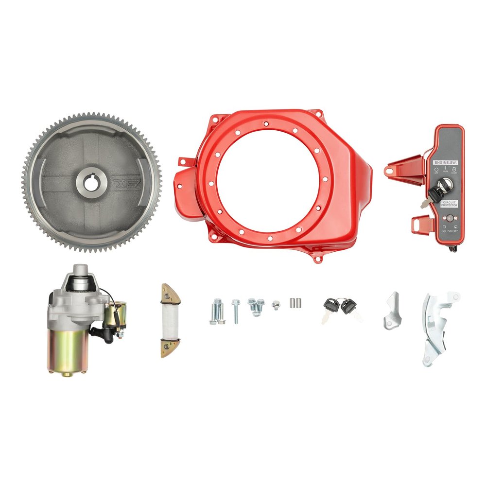 Electric Starter kit, flywheel Starter Ignition Switch, Electric Starter Conversion kit with Solenoid Key for Honda GX160 GX200 5.5HP 6.5HP Starter Motor