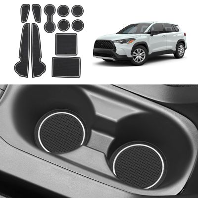 ASZSK Soft Mats for Toyota Corolla Cross 2022-2024,Non-Slip Door Slot Mats Waterproof Cup Holder Insert Center Console Liners for Corolla Cross 2024 2023 Accessories - White