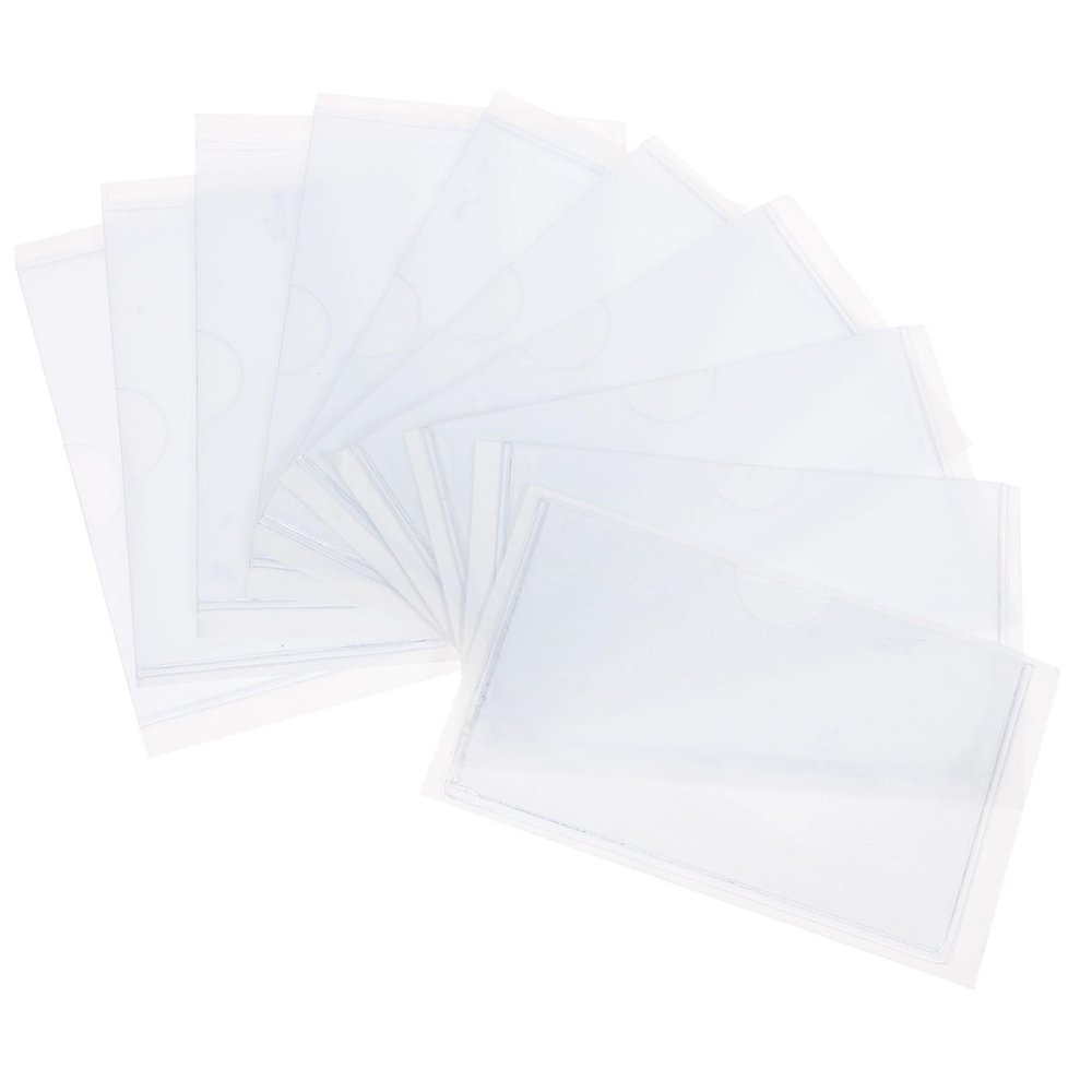 NAMOARLY 10 Pack Adhesive Label Pockets Car Windscreen Parking Permit Holder Plastic Sleeves Sticker Bag for Card Holders