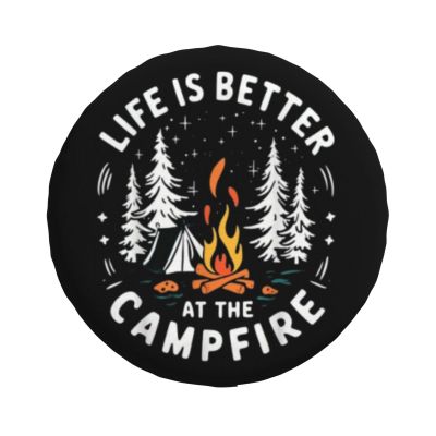 Spare Tire Cover Life is Better at The Campfire Wheel Covers Weatherproof Universal Wheel Protectors for Travel Trailer Rv SUV 16inch TC67