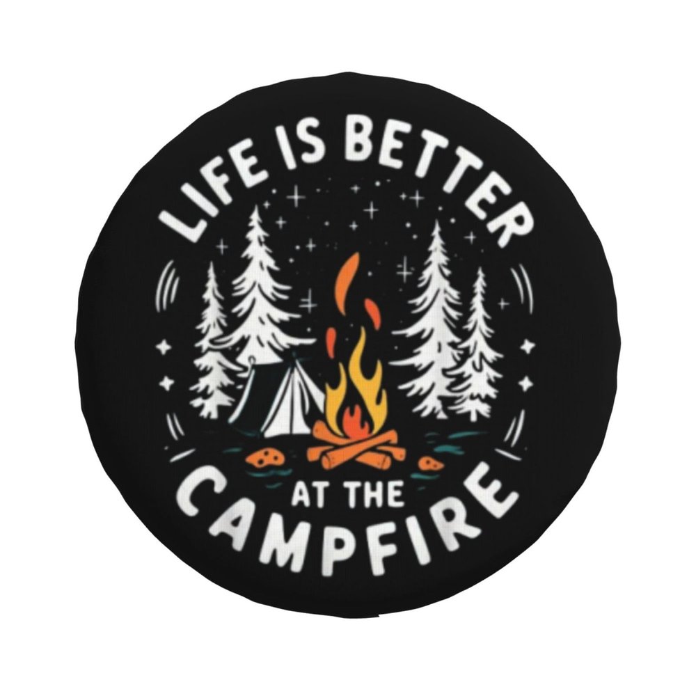 Spare Tire Cover Life is Better at The Campfire Wheel Covers Weatherproof Universal Wheel Protectors for Travel Trailer Rv SUV 16inch TC67