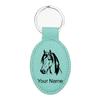 LaserGram Oval Keychain, Horse Head 1, Personalized Engraving Included (Basketball Teal) view 1