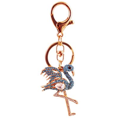 Cute Rhinestone Crane Car Keychain, Simulation Crystal Alloy Bird Keychain Women Bag Accessories for Car Home Key