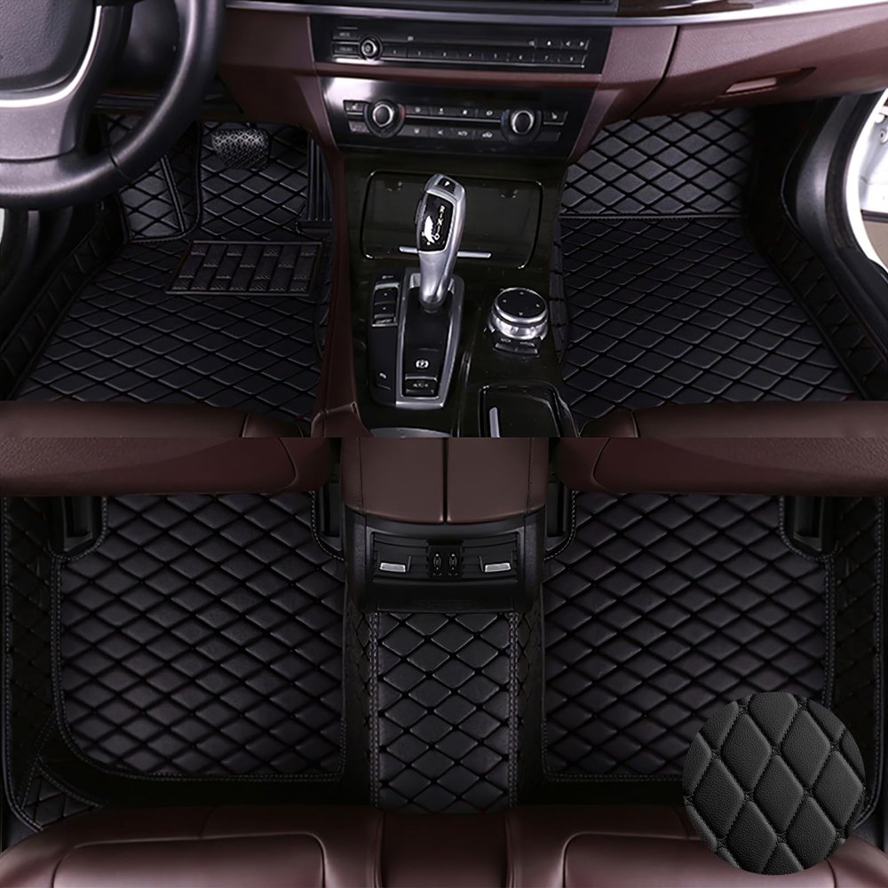 Car Floor Mats for Cadillac Escalade 7Seats 2017-2018,Leather Luxury Floor Liner All Weather Protection Carpet. (Full Set/Black)