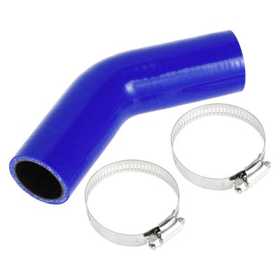 X AUTOHAUX 1 Set 35mm/1.38" ID 90mm/3.54" Length 45 Degrees Blue Black Car Silicone Hose with Clamps Coolant Hose Universal