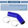 X AUTOHAUX 1 Set 35mm/1.38" ID 90mm/3.54" Length 45 Degrees Blue Black Car Silicone Hose with Clamps Coolant Hose Universal view 4