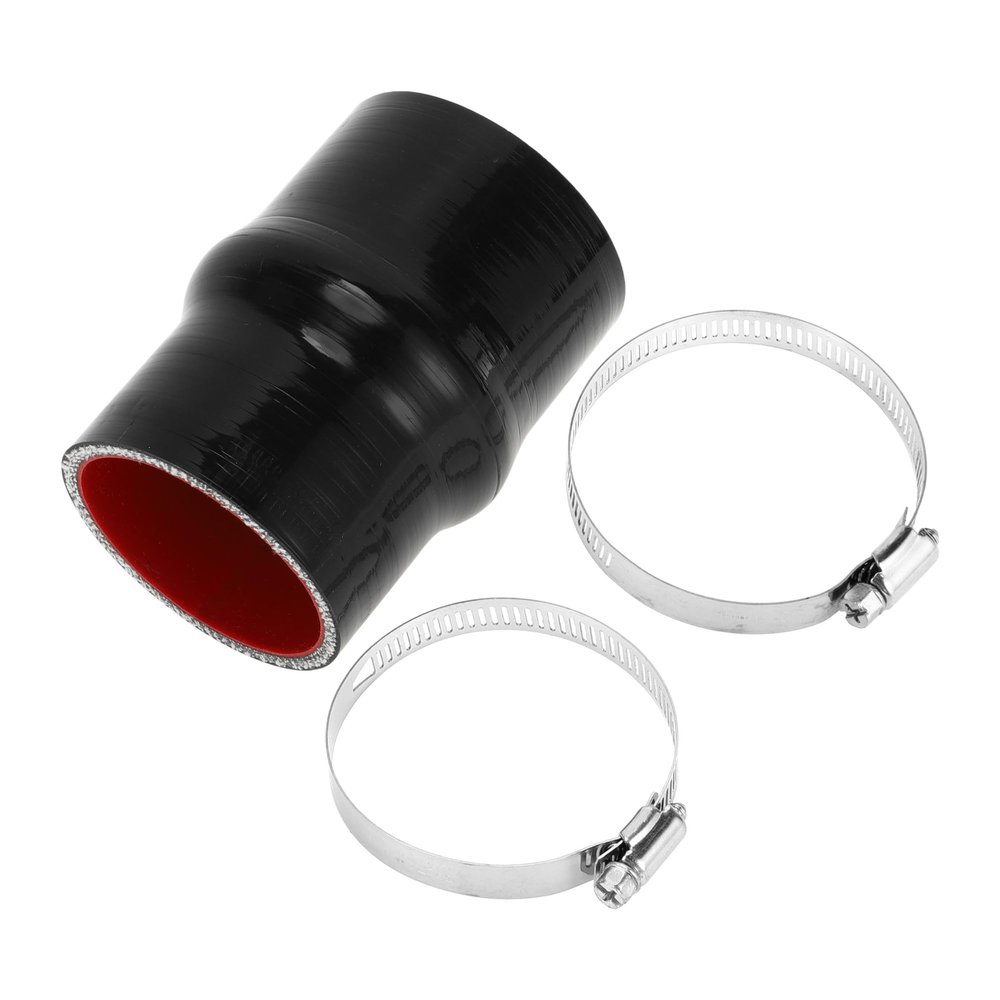 X AUTOHAUX 1 Set 60mm/2.36"-65mm/2.56" 102mm/4.02" Length Black Red Car Silicone Hose with Clamps Hump Hose Coolant Hose Universal