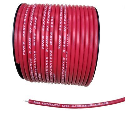 Ton's Performance 8mm Silicone Copper Core Ignition Spark Plug Wire, Sold by The Foot, 0 ohms/ft, Uncut Continuous roll, TONS-8MM-WC (Red)