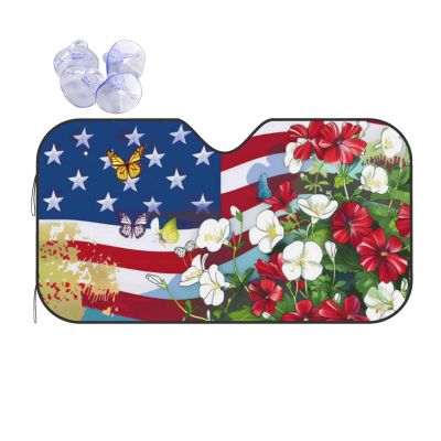 American Garden Summer Windshield Sunshade for Car Truck & SFolding Car Sun Shade for Front Window Auto Sun Visor Heat Protection Car Blocks Rays and Keeps Vehicle Cool
