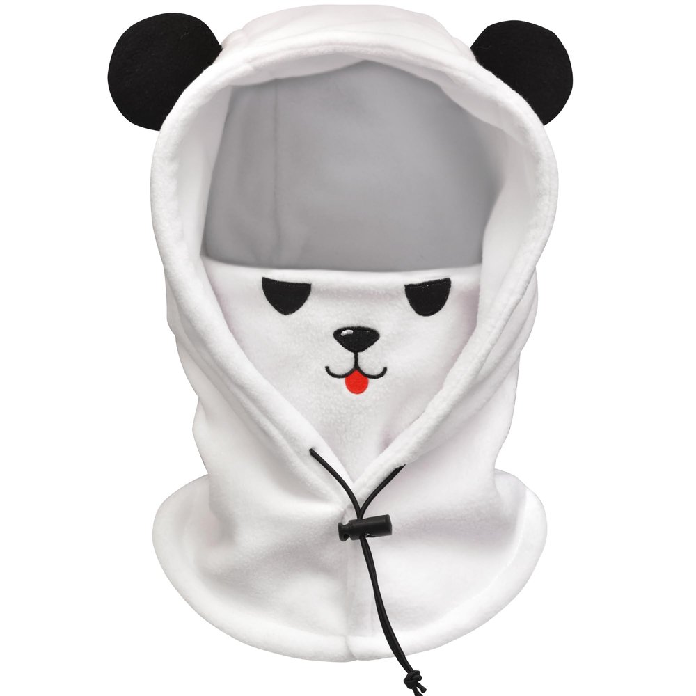 BLUEMARS Kids Winter Hat Balaclava, Fleece Cold-Weather Hood for Boys & Girls School and Outdoor Snow Play,Panda,S