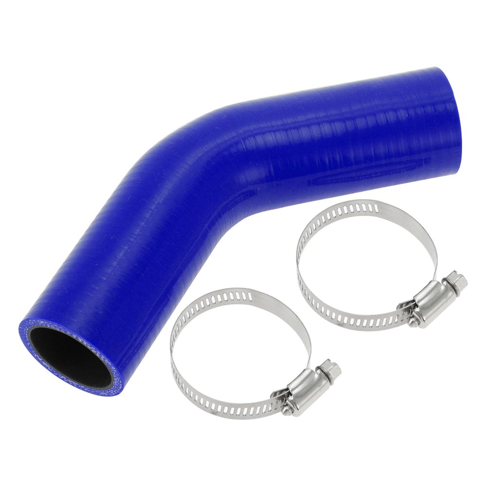 X AUTOHAUX 1 Set 35mm/1.38" ID 102mm/4.02" Length 45 Degrees Blue Black Car Silicone Hose with Clamps Coolant Hose Universal