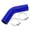 X AUTOHAUX 1 Set 35mm/1.38" ID 102mm/4.02" Length 45 Degrees Blue Black Car Silicone Hose with Clamps Coolant Hose Universal view 1