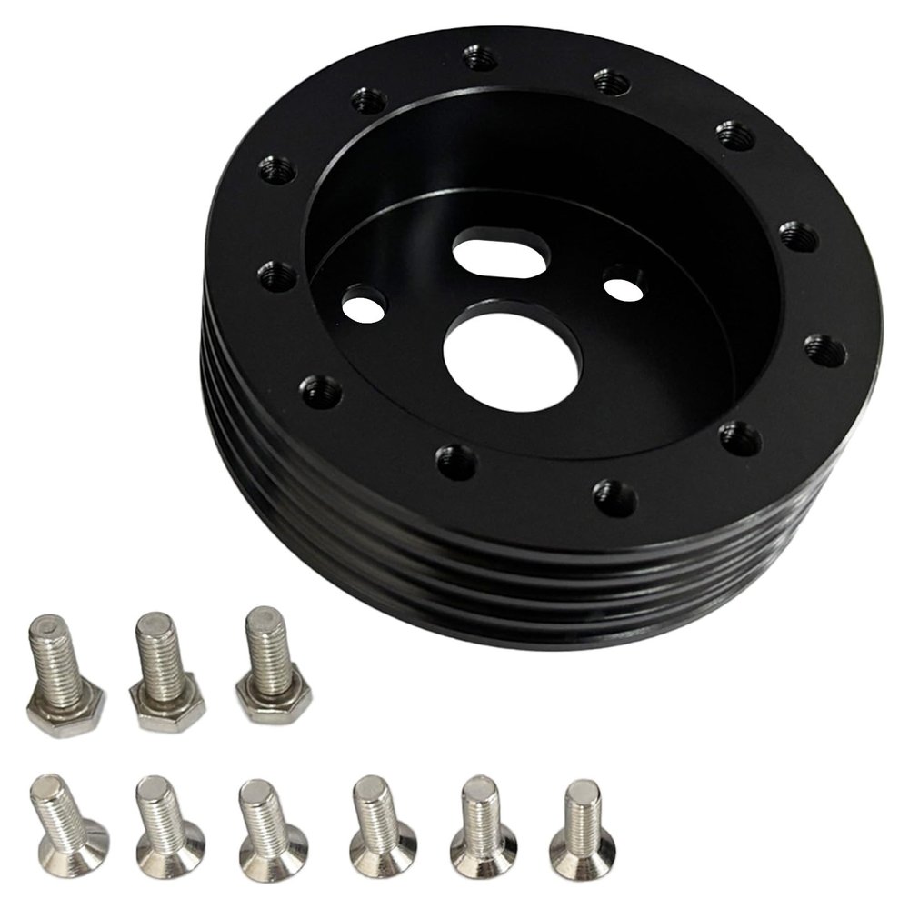 Motipudy 6 & 3 Hole Steering Wheel Adapter Replacement for 1" Steering Wheel Hub Adapter Conversion SpacerBlack