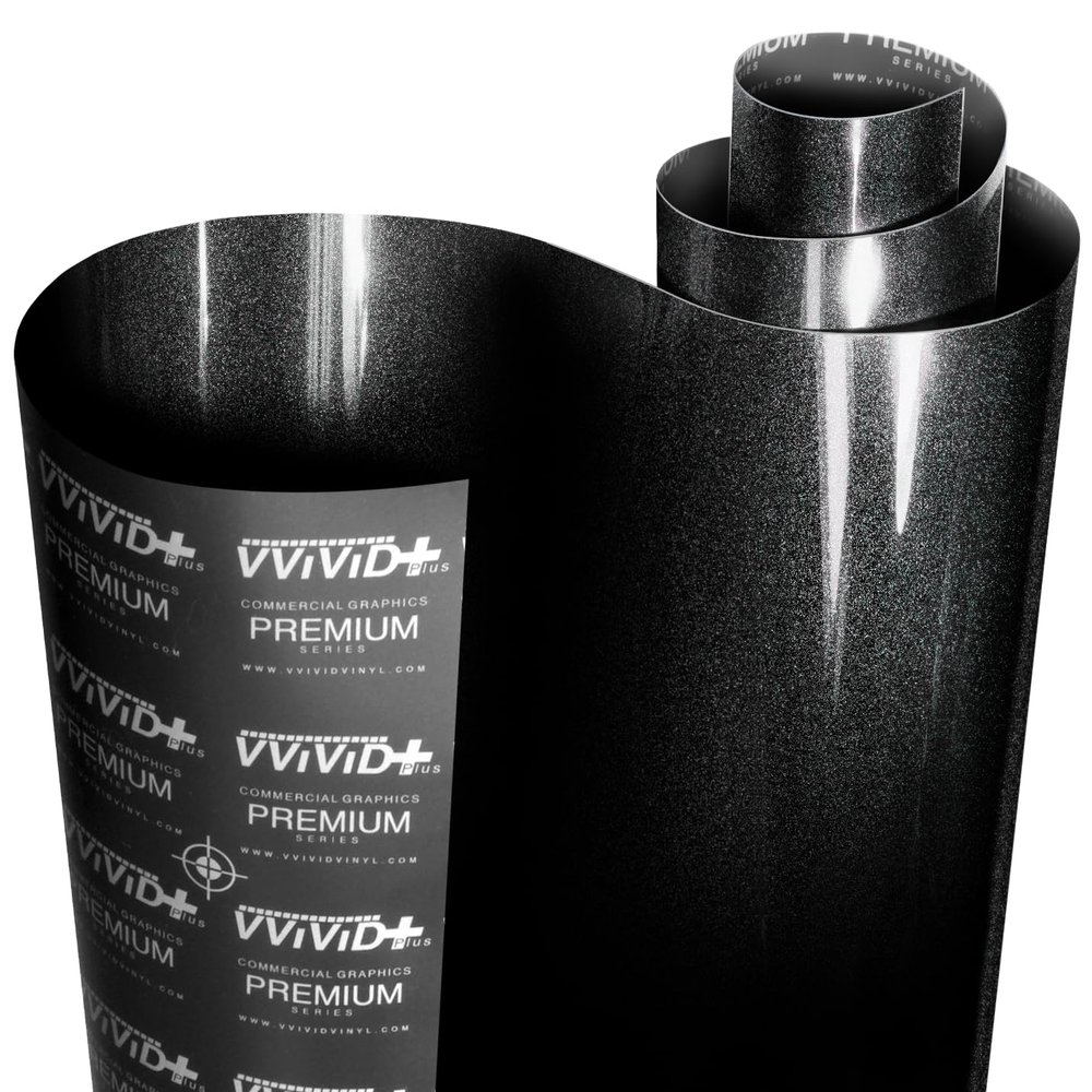 VViViD+ Ultra Gloss Black Metallic Diamond Crystal Vinyl Car Wrap (1.5ft x 5ft)
