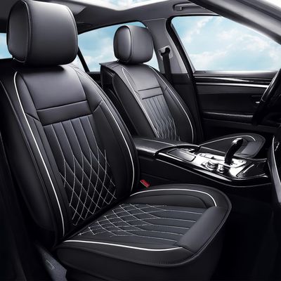 GEMPEROR Car Seat Covers for Chevy Traverse 2016-2025 | Waterproof Breathable Faux Leather Cushions Anti-Slip Seat Covers Black White, Front Set
