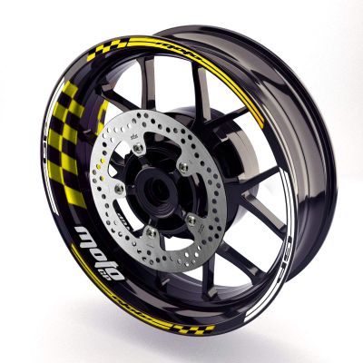 Autobahn88 Motorcycle 17" Rim Decal Kit, Compatible with Yamaha FZ10 MT-10 (2018-2021) (Style: GP01-Yellow)