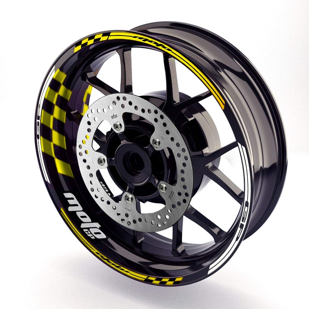 Autobahn88 Motorcycle 17" Rim Decal Kit, Compatible with Yamaha FZ10 MT-10 (2018-2021) (Style: GP01-Yellow)