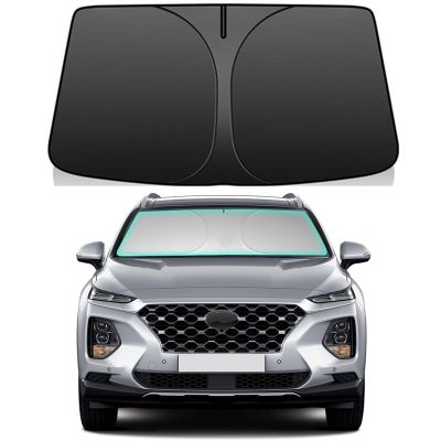 Windshield Sun Shade for Hyundai Santa Fe 2019-2023 Foldable Car Front Window Sunshade Accessories 240 T Sun Visor Protector Reflective Cover Block UV Rays & Sun Heat