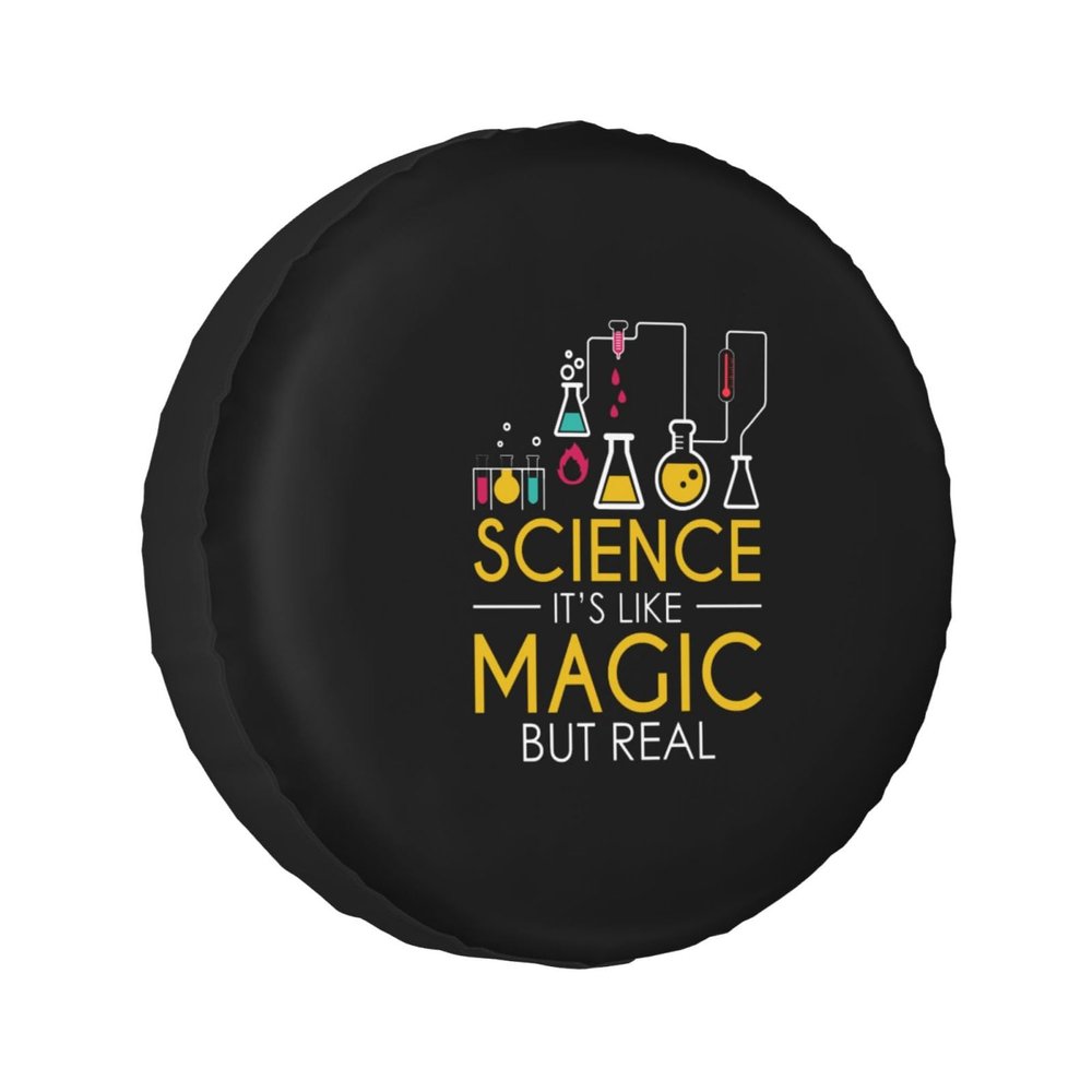 Science It's Like Magic But Real Spare Tire Cover Waterproof Dustproof Portable Tyre Cover, for RV, SUV, Truck, Trailer 15 inch